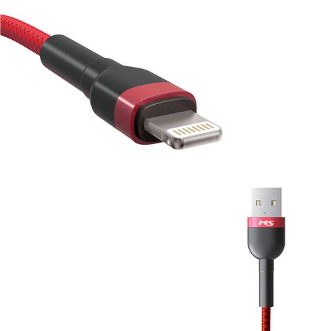 MS CABLE USB-A 2.0-&gt;LIGHTNING,1m,crveni
