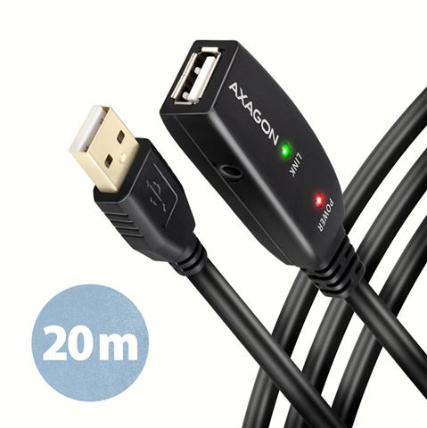 CC USB AM 2.0 -&gt; USB AF, Aktivni produžni, 20m, ADR-220, AXA