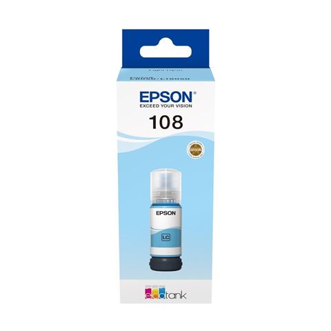 EPSON 108 EcoTank Light Cyan Ink Bottle, C13T09C54A