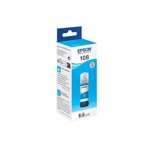 EPSON 108 EcoTank Cyan Ink Bottle, C13T09C24A