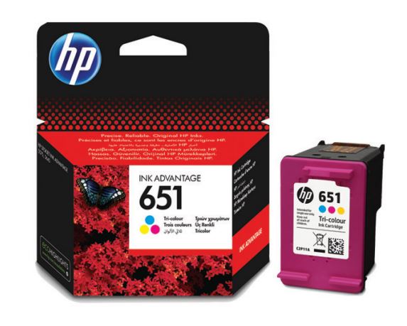 HP 651 Tri-colour Ink Cartridge, C2P11AE