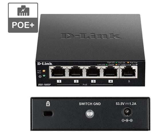 D-Link POE+ switch neupravljivi, DGS-1005P/E