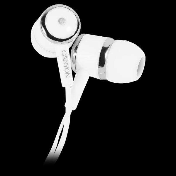 Stereo earphones with microphone, White