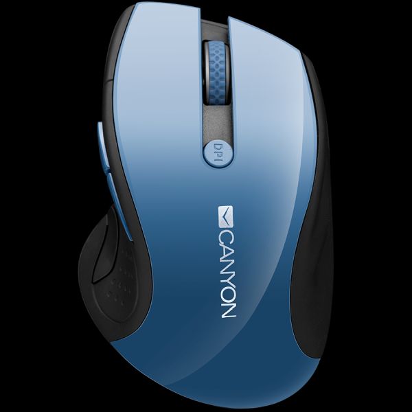 Canony CNS-CMSW01BL - 2.4Ghz wireless mouse, optical tracking - blue LED, 6 buttons, DPI 1000/1200/1600, Blue Gray pearl glossy