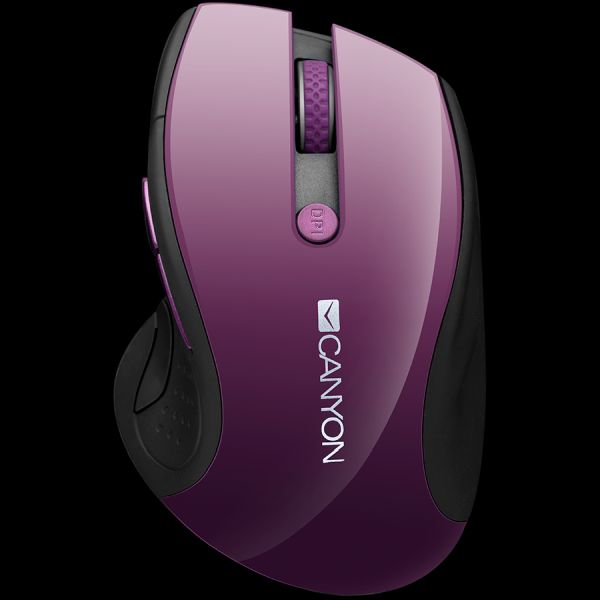 CANYON 2.4Ghz wireless mouse, optical tracking - blue LED, 6 buttons, DPI 1000/1200/1600, Purple pearl glossy