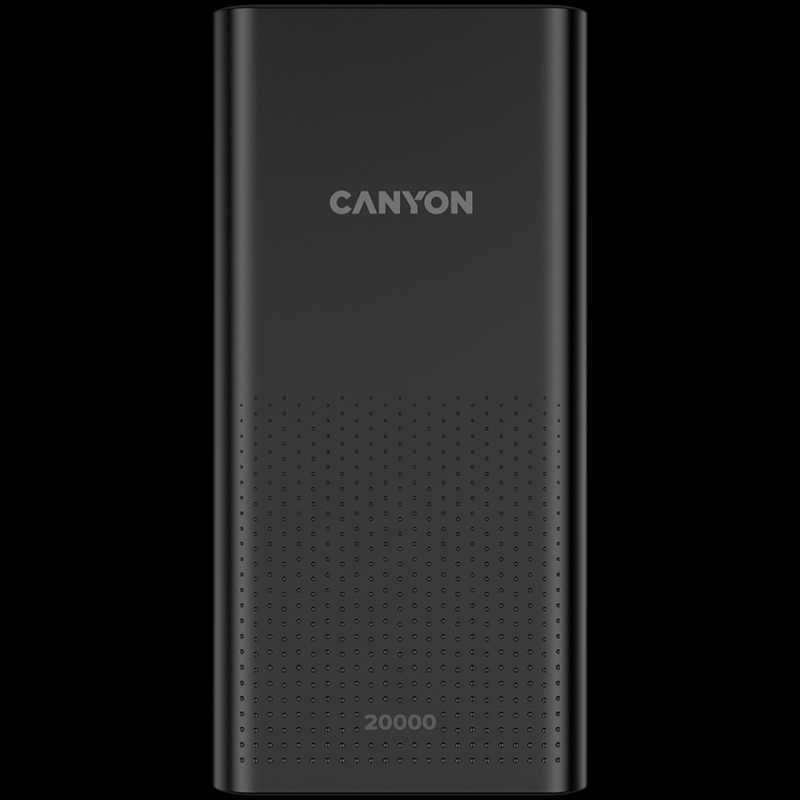 CANYON  PB-2001 Power bank 20000mAh Li-poly battery, Input 5V/2A , Output 5V/2.1A(Max), 144*69*28.5mm, 0.440Kg, Black