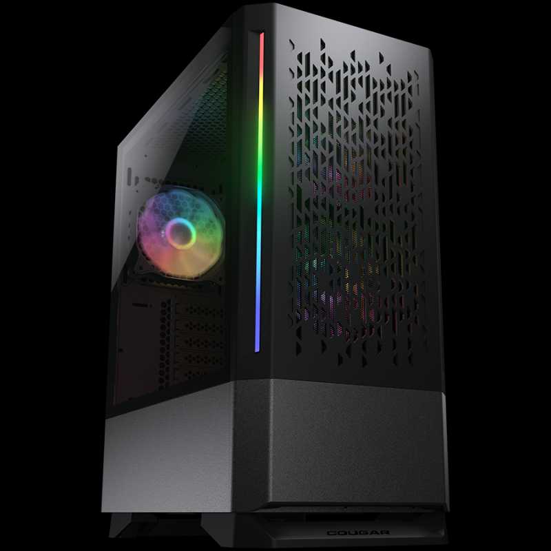 Cougar I MX430 Air RGB Black I 3851C60.0001 I Case I Mid tower / 3 ARGB fans / 2 LED Strips / TG transparant side window