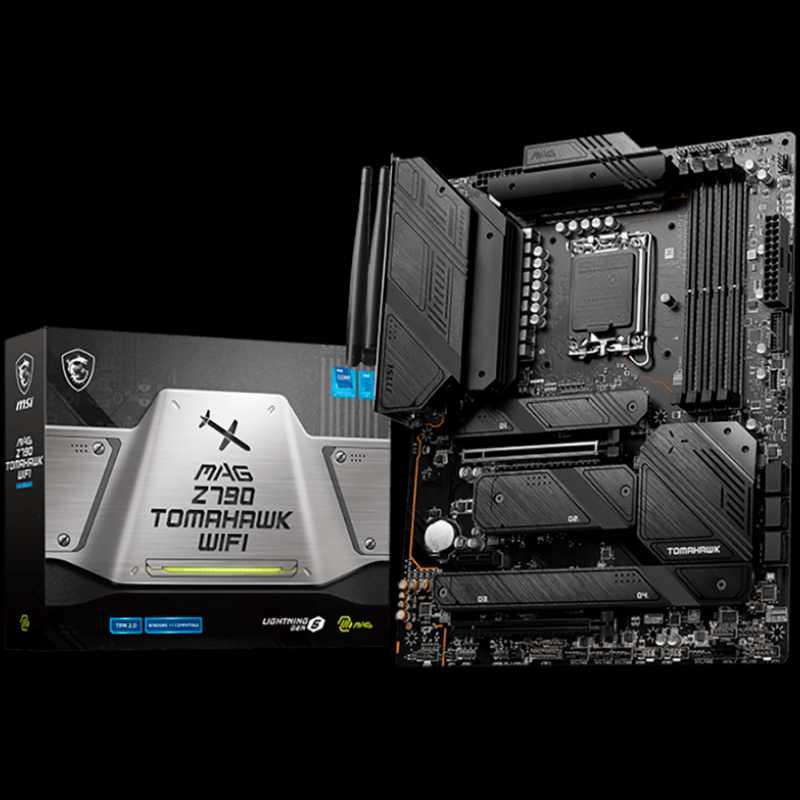 MSI Mainboard Desktop MAG Z790 TOMAHAWK WIFI (LGA 1700, 4x DDR5 max. 128GB, 2x PCI-E x16x16, 1x PCI-E x1, 4x M.2 4.0, 7x SATA, 4x USB 3.2 Gen1, 4x USB 3.2 Gen2 1x USB Type-C 3.2 Gen2, 1x HDMI, 1x DP, 