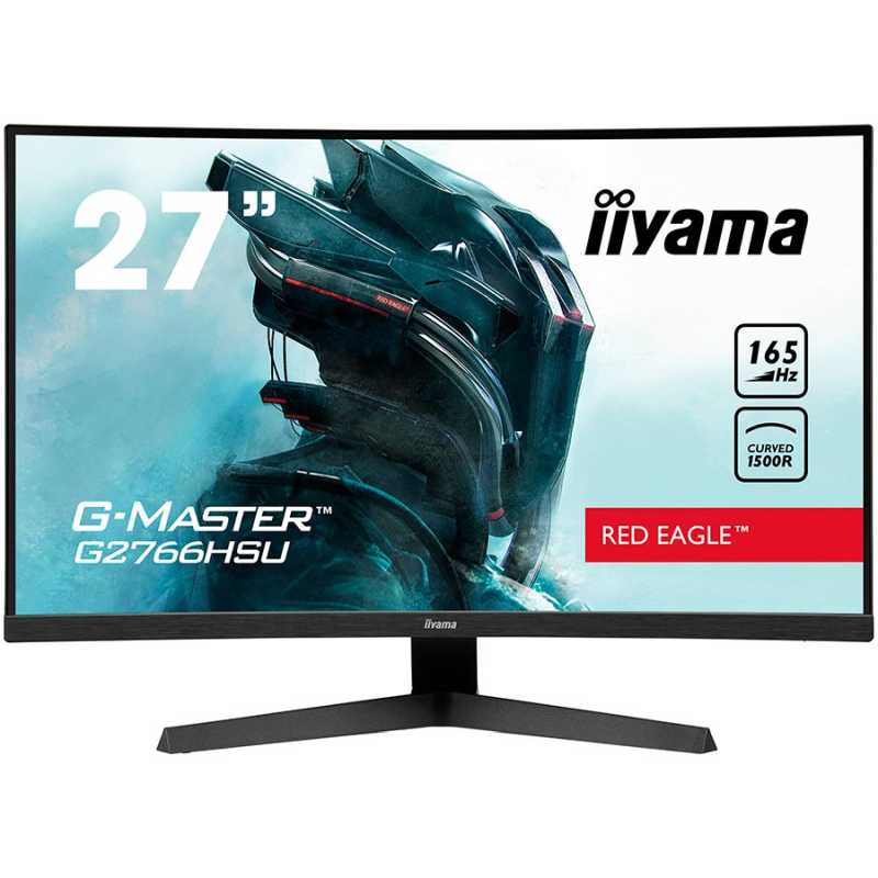 iiyama 27" G2766HSU-B1, Full HD 1920x1080, 16:9, 250 cd/m2, 165Hz refresh rate, 1 ms, curved VA panel, FreeSync, DisplayPort x 1 (v.1.4), HDMI x 2 (v.2.0), Headphone, EAN: 4948570118861