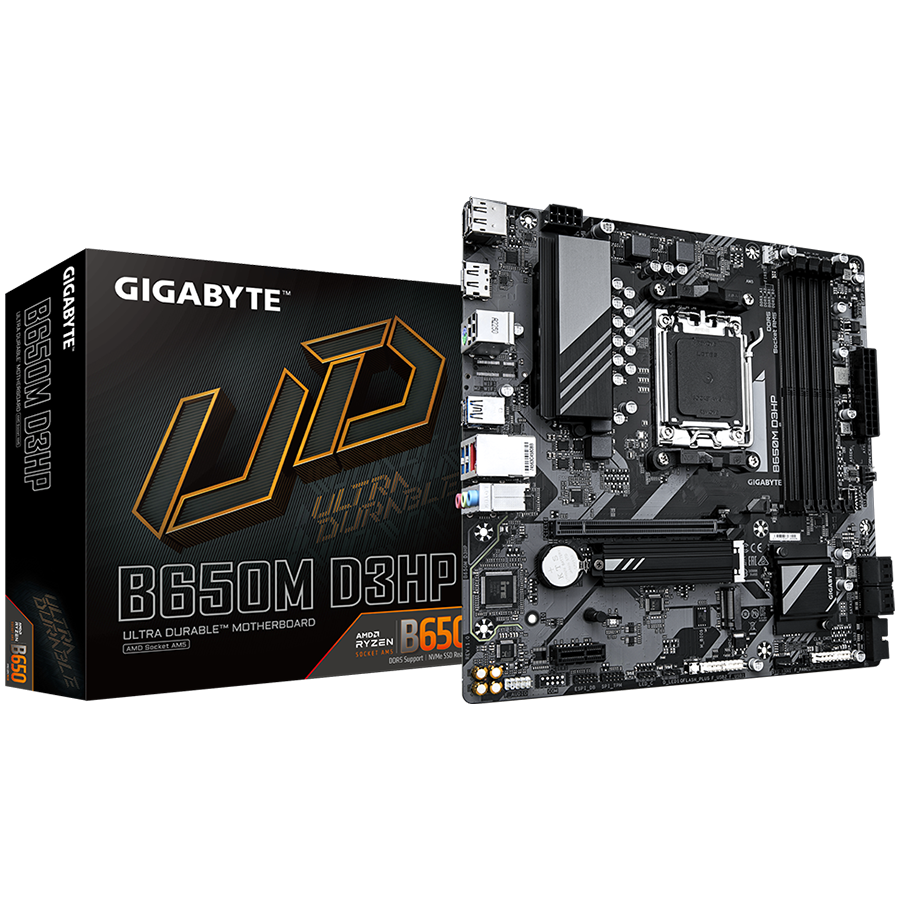 GIGABYTE Mainboard Desktop B650M D3HP (AM5, 4xDDR5, 1xHDMI, 2xDP, 2.5GbE LAN, mATX, Retail)