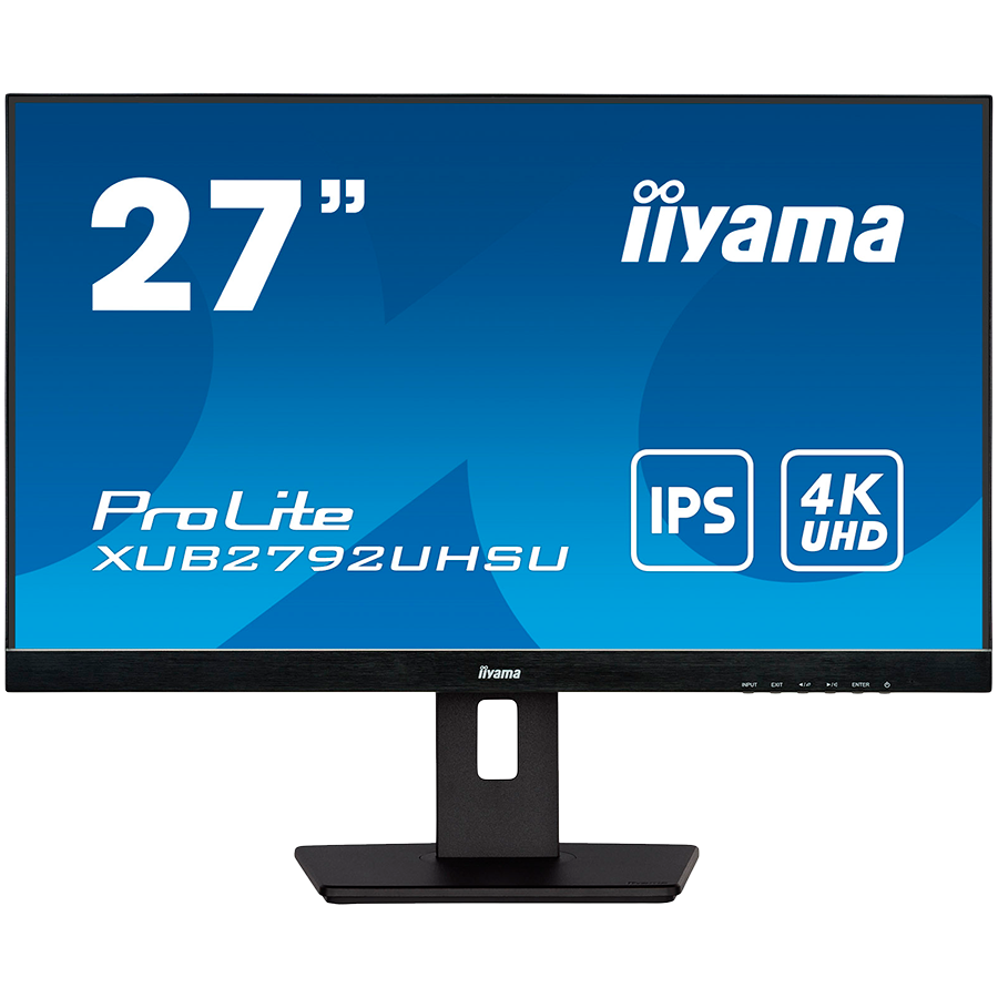IIYAMA 27" ETE IPS-panel, 3840x2160 UHD, 4ms, 15cm height adj. stand, 300cd/m2, DVI, HDMI, DisplayPort, Speakers, USB-HUB 2x 3.0