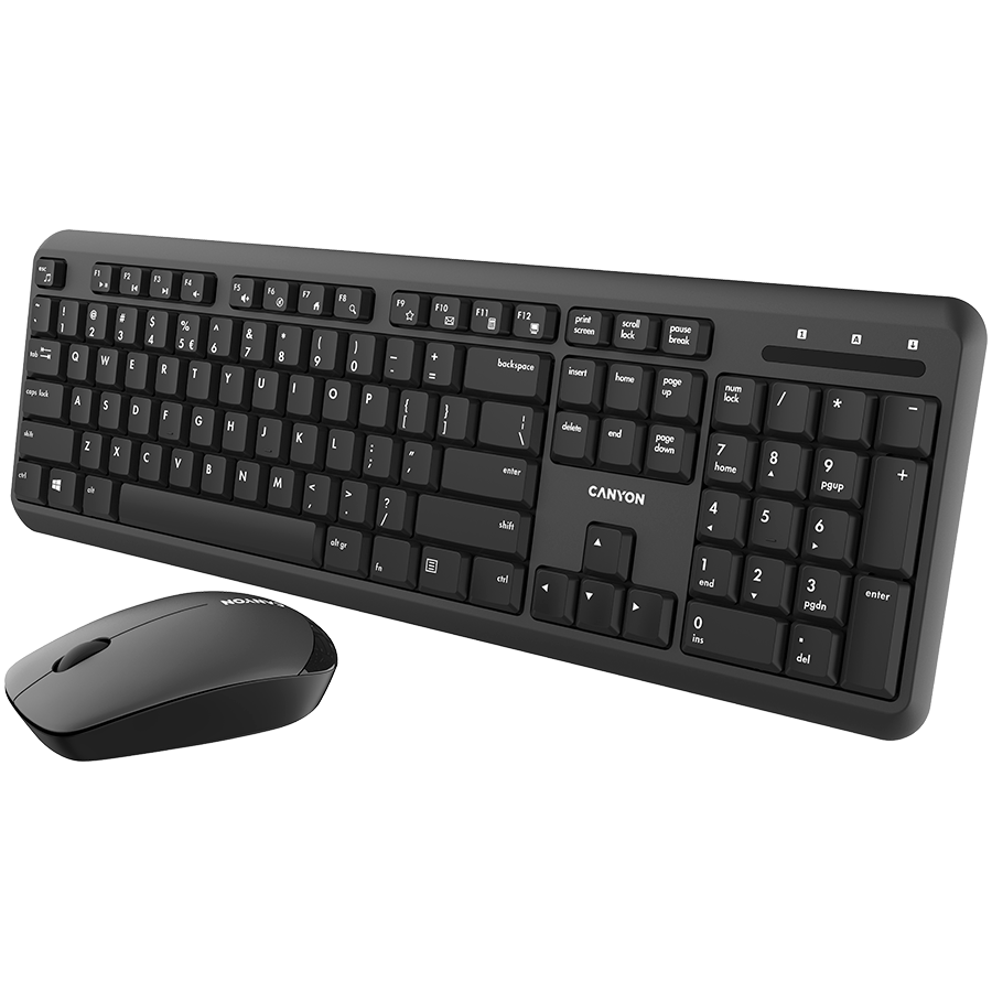 CANYON SET-W20, Wireless combo set,Wireless keyboard with Silent switches,105 keys,AD layout,optical 3D Wireless mice 100DPI, black