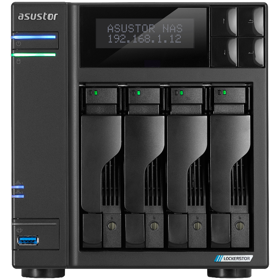 ASUSTOR NAS AS6704T Lockerstor4 Gen2 4x 3.5" 4x M.2 cache 2x 2.5Gbe Celeron QuadCore N5105 2.9GHz 4GB single PSU desktop