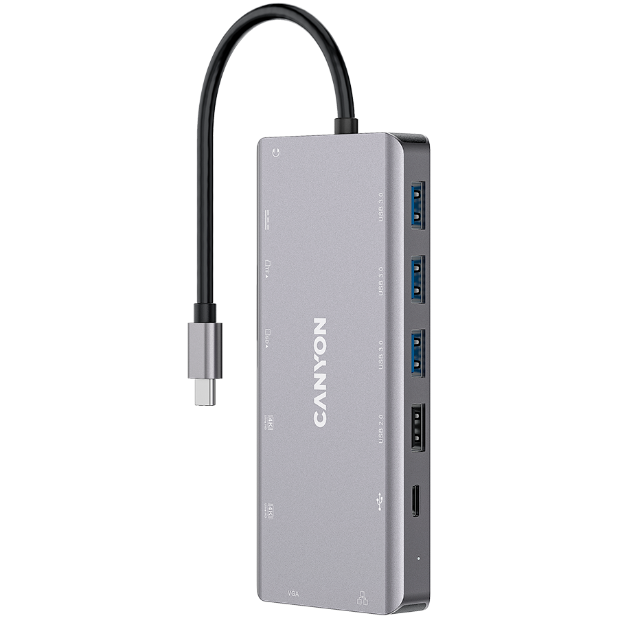CANYON hub DS-12 13in1 4k USB-C Dark Grey