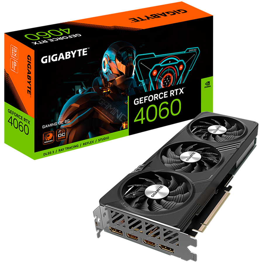 GIGABYTE Video Card NVIDIA GeForce RTX 4060 GAMING OC 8G, GDDR6 8GB/128bit, PCI-E 4.0 x8, 1x8-pin, Retail