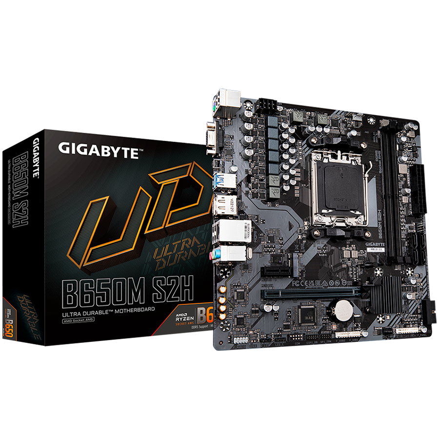 GIGABYTE MB Socket AM5 B650 2 x DDR5 1 x M.2 4 x SATA 1 x D-Sub port 1 x DisplayPort 1 x HDMI port Micro ATX