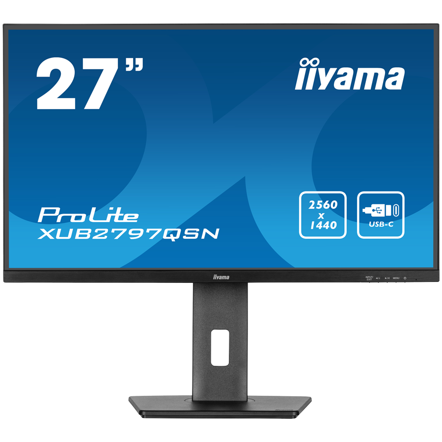 IIYAMA Monitor LED XUB2797QSN-B2 27" IPS 2560 x 1440 @100Hz 300 cd/m2 1300:1 1ms HDMI DP USB-C 65W RJ45 Daisy Chain USB Hub 3.2 height, swivel, tilt, pivot (rotation both sides), 3-side borderless des