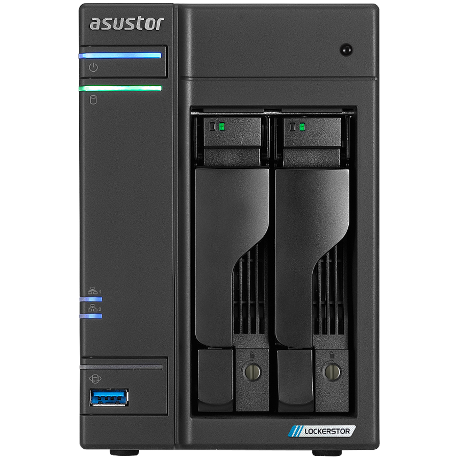 ASUSTOR NAS AS6702T Lockerstor2 Gen2 2x 3.5" 4x M.2 cache 2x 2.5Gbe Celeron QuadCore N5105 2.9GHz 4GB single PSU desktop