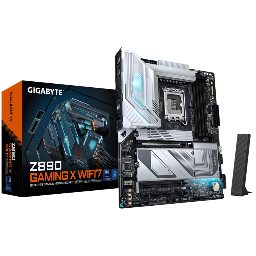 GIGABYTE Mainboard Desktop Z890 GAMING X WIFI7 (LGA1851, Ultra CPU,4xDDR5,1xUSB4-C,1xHDMI,1xDP,2.5GLAN,WiFi7,BT5.4,1xPCIe x16 5.0,2xPCIe x16 supporting PCIe 4.0 x4,4xM.2,4xSATA3) ATX