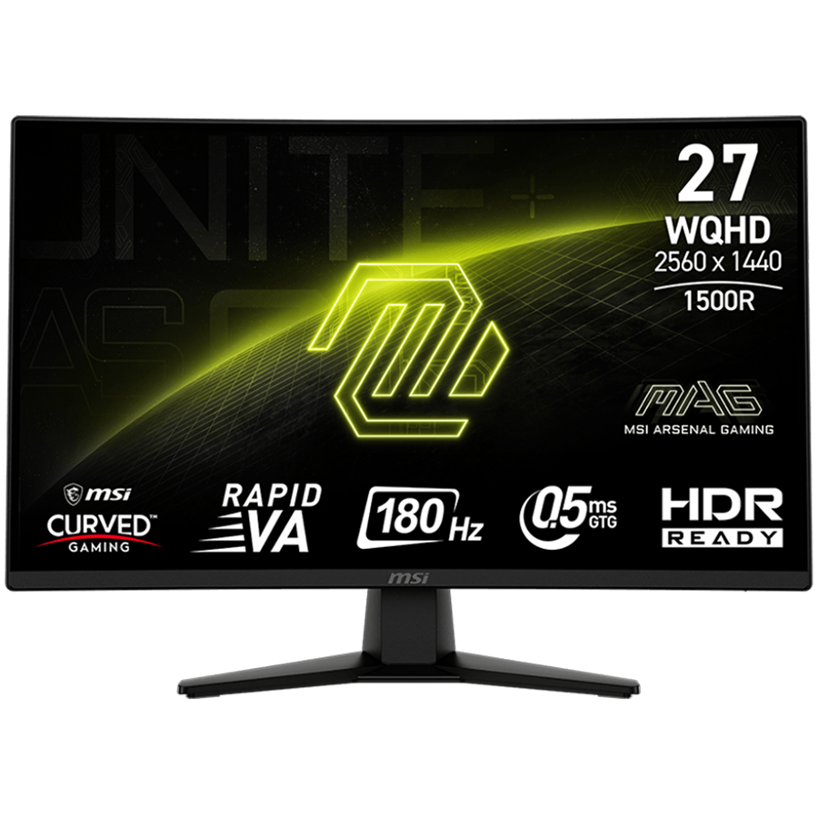 MSI MAG 274CQF Gaming Monitor, 27" 180Hz WQHD (2560x1440), Rapid VA, 16:9, 300NITS, CR 5000:1, 0.5ms (GtG, Min.), Adaptive-Sync, HDR Ready, 1x DP, 2x HDMI
