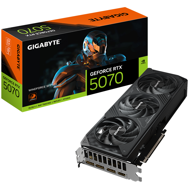 GIGABYTE Video Card NVIDIA GeForce RTX 5070 WINDFORCE SFF 12G (12GB GDDR7/192bit, PCI-E 5.0, Recommended PSU 750W, 16Pin Power connector, 3x DP, 1x HDMI)