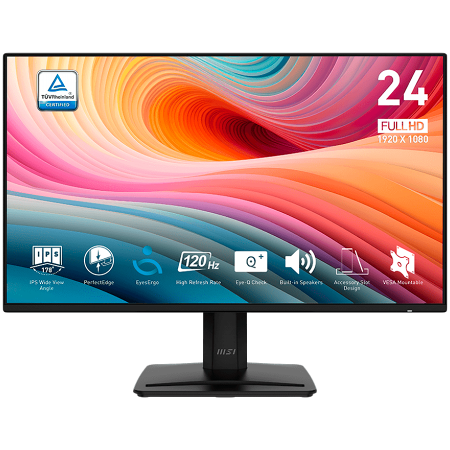 MSI PRO MP242A Professional Business Monitor, 23.8" 120Hz, FHD (1920x1080) 16:9, IPS Anti-glare, 1ms/4ms, 300nits, 1000:1, 178/178, Adaptive-Sync, Tilt, 1x D-Sub(VGA), 1x HDMI, 1x DP, Speakers