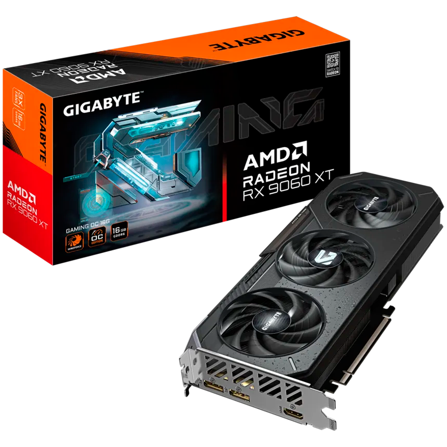 GIGABYTE Video Card AMD Radeon RX 9060 XT GAMING OC 16G (16GB GDDR6/128bit, PCI-E 5.0, 1x 8Pin Power connector, Recommended PSU 450W, 2xDP, 1x HDMI, Retail)