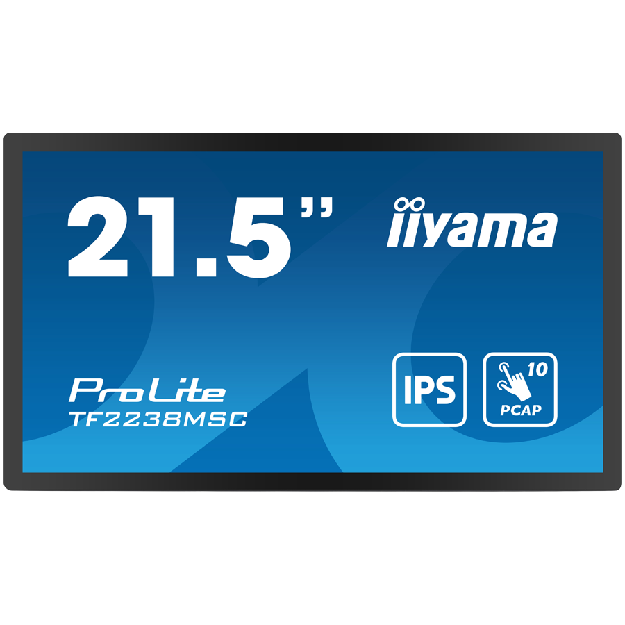 IIYAMA 21,5" Bonded PCAP Bezel Free 10P Touch with Anti-Fingerprint coating, 1920x1080, IPS panel, DisplayPort, HDMI, 525cd/m2 (with touch), Gloves and Waterproof mode, Palm Rejection, USB Touch Inter