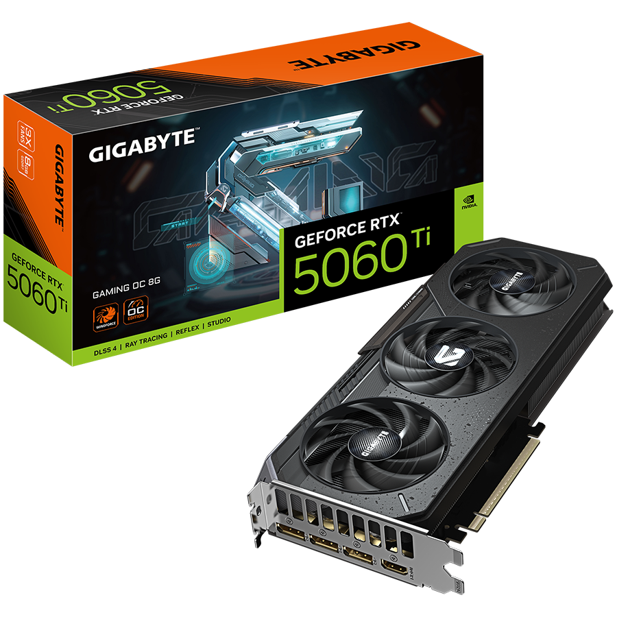 GIGABYTE Video Card NVIDIA GeForce RTX 5060 Ti GAMING OC 8G (8GB GDDR7/128bit, PCI-E 5.0, 1x 8Pin Power connector, Recommended PSU 650W, 3xDP, 1x HDMI, Retail)