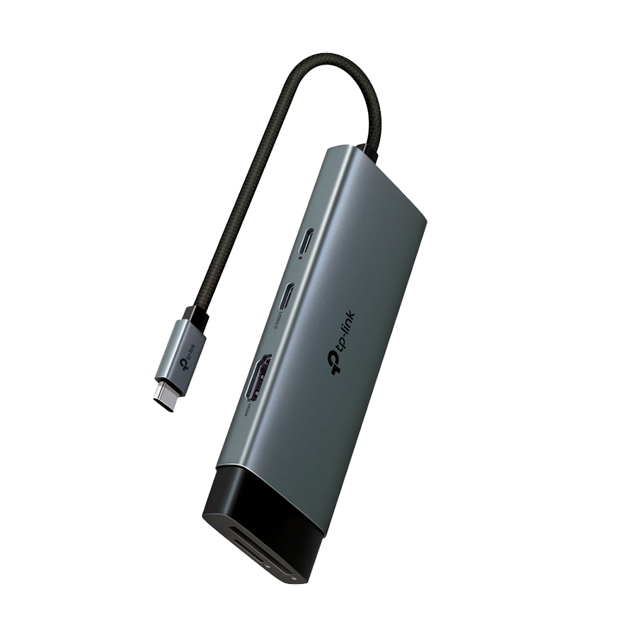 TP-Link UH7020C USB Type-C 7-Port Hub, 1 x USB-C Connector,1 x HDMI 4K 60Hz Port,1 x USB-C PD 100W Port,1 x SD + 1 × microSD(TF) 200MB/s Port,2 x USB-A 3.0 Ports,1 x USB-C 3.0 Port, Plug and Play, Sel