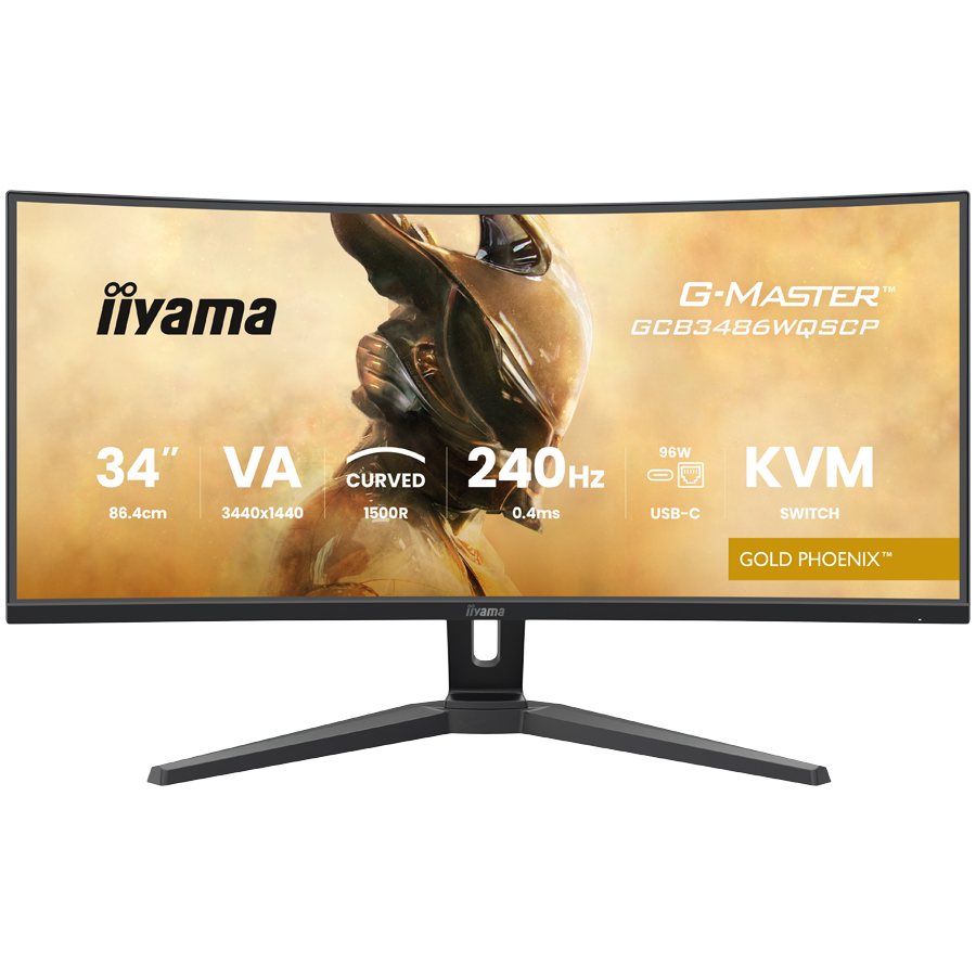 34" UW VA-panel, Curved Gaming 1500R,G-Master Gold Phoenix, 3440x1440-240Hz (21:9),0,4ms (MPRT),500cdm HDR400,FreeSync Premium,Speakers,2xHDMI (2.1) VRR/ALLM,2xDisplayPort, USB-C DOCK (LAN/KVM/95W PD)