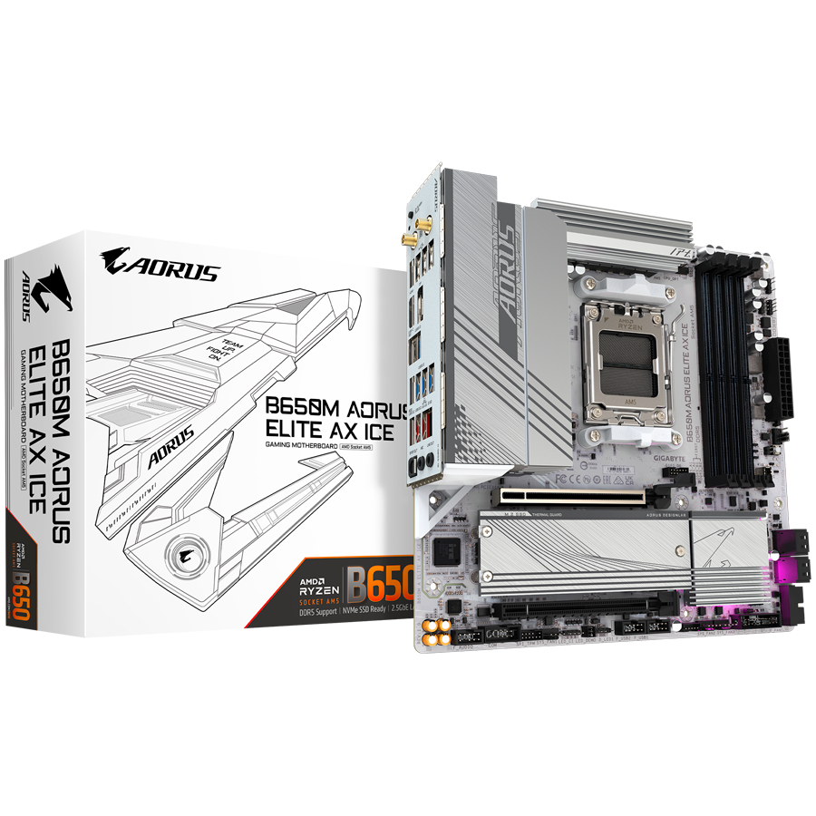 GIGABYTE B650M A ELITE AX ICE, AM5, 4x DDR5, mATX