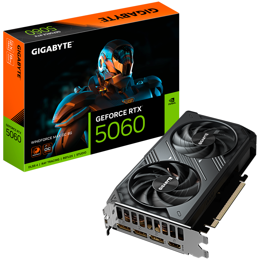 GIGABYTE Video Card NVidia GeForce RTX 5060 WINDFORCE MAX OC 8G, 8GB GDDR7, PCI-E 5.0, 3xDP, 1xHDMI