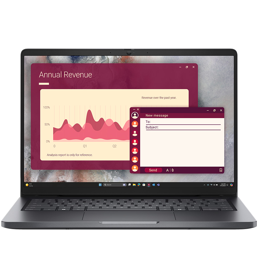 Dell Pro 14 (PC14250),14" FHD+ (1920x1200), Non-Touch,Intel Core Ultra 5 235U (12 TOPS NPU, 12C, up to 4.9 GHz),16GB DDR5, M.2 512GB SSD, Intel Integrated, Wi-Fi + BT, HDMI, THB4 (DP/PD), USB-C, 2xUSB