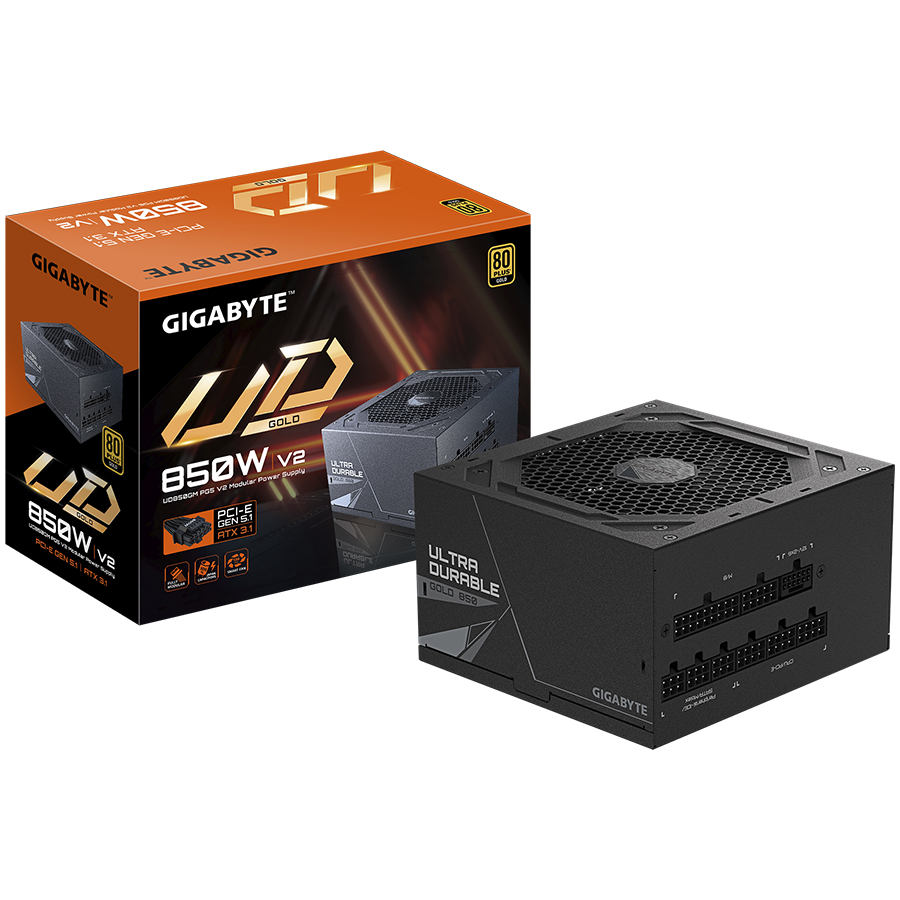 GIGABYTE UD850GM PG5 V2, 850W, 80 PLUS Gold, ATX 3.1, Fully modular