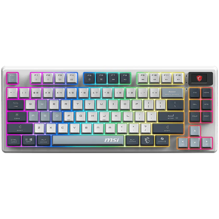 MSI Gaming Keyboard FORGE GK600 TKL WIRELESS SKY, Wireless, Mechanical Linear Switch, PBT keycaps, Anti-ghosting