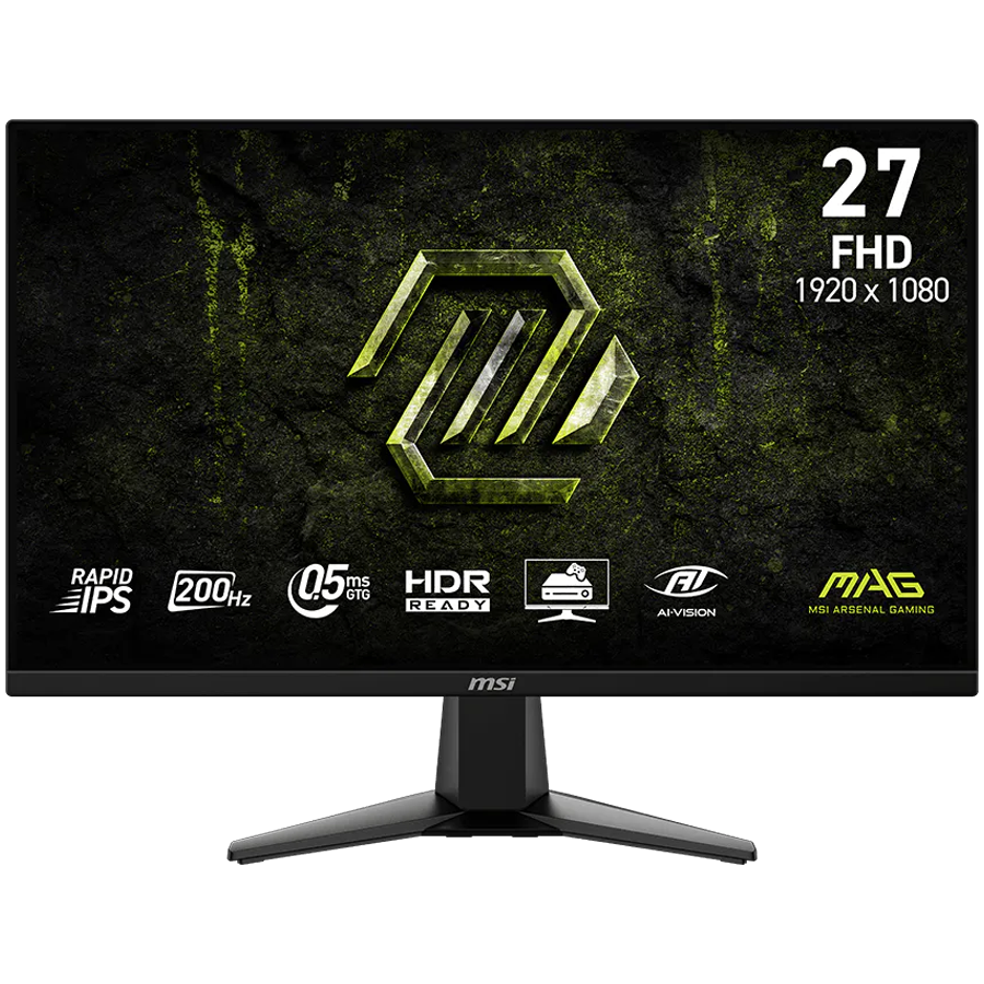 MSI MAG 275QF, 27", Rapid IPS, 1920x1080 (FullHD), 300 NITS, 180Hz, 0.5ms, Adaptive-Sync, 1x DP 1.2a, 2x HDMI 2.0b, 1 x Headphone-out, Anti-glare, VESA