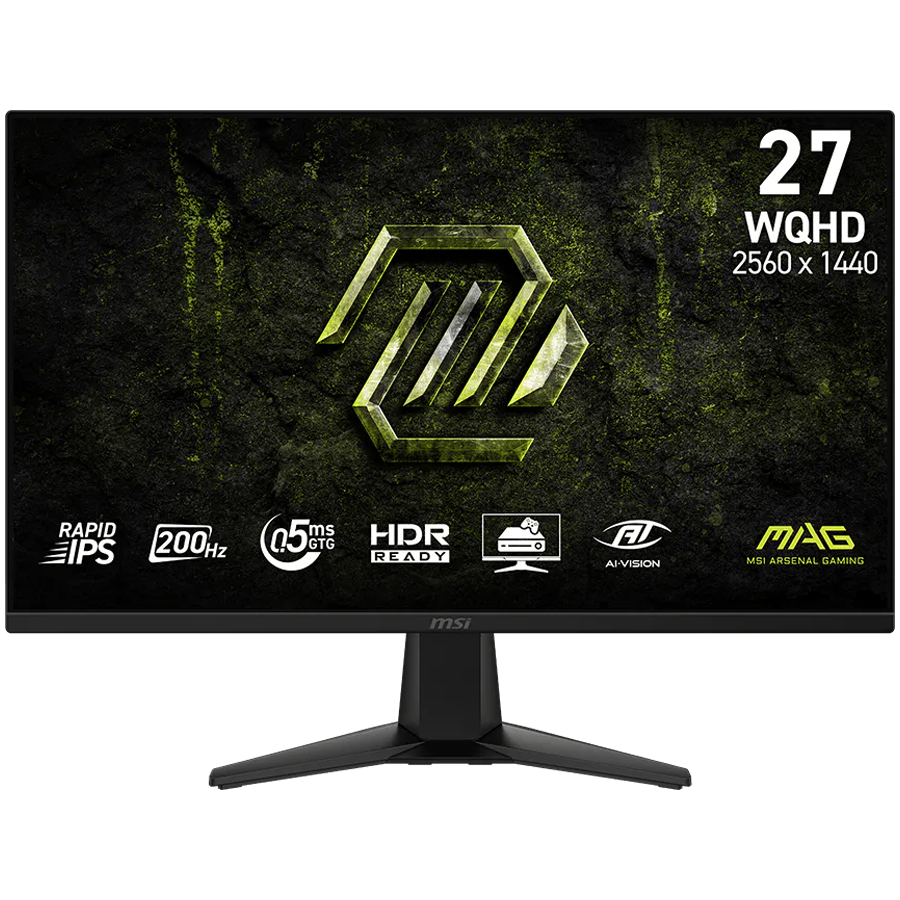MSI MAG 275QF, 27", Rapid IPS, 2560x1440 (WQHD), 300 NITS, 180Hz, 0.5ms, Adaptive-Sync, 1x DP 1.4, 2x HDMI 2.0b, 1 x Headphone-out, Anti-glare, VESA