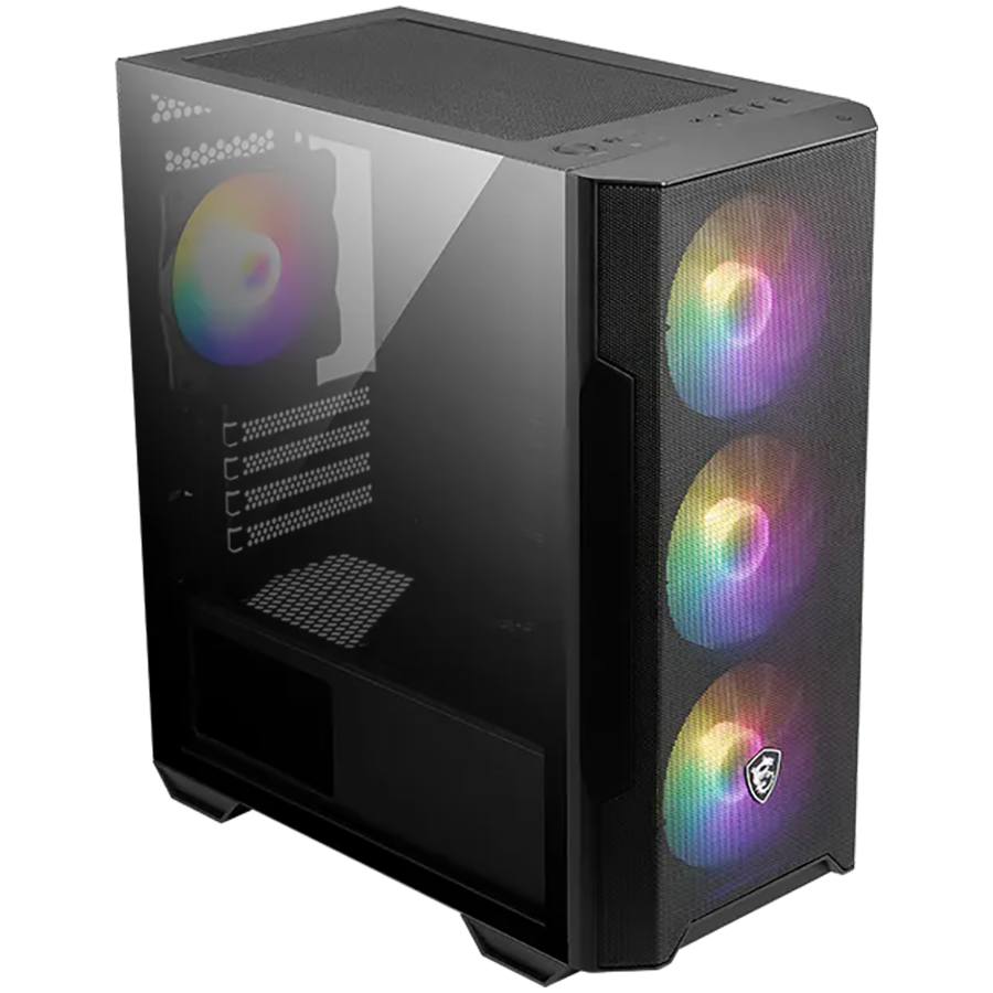 MSI MAG FORGE M100R, Micro ATX Tower, 2x USB 2.0 Type-A, 1x USB 3.2 Gen 1 Type-A, 2x Audio Jacks, 4x ARGB Fans, 388 x 200 x 423mm