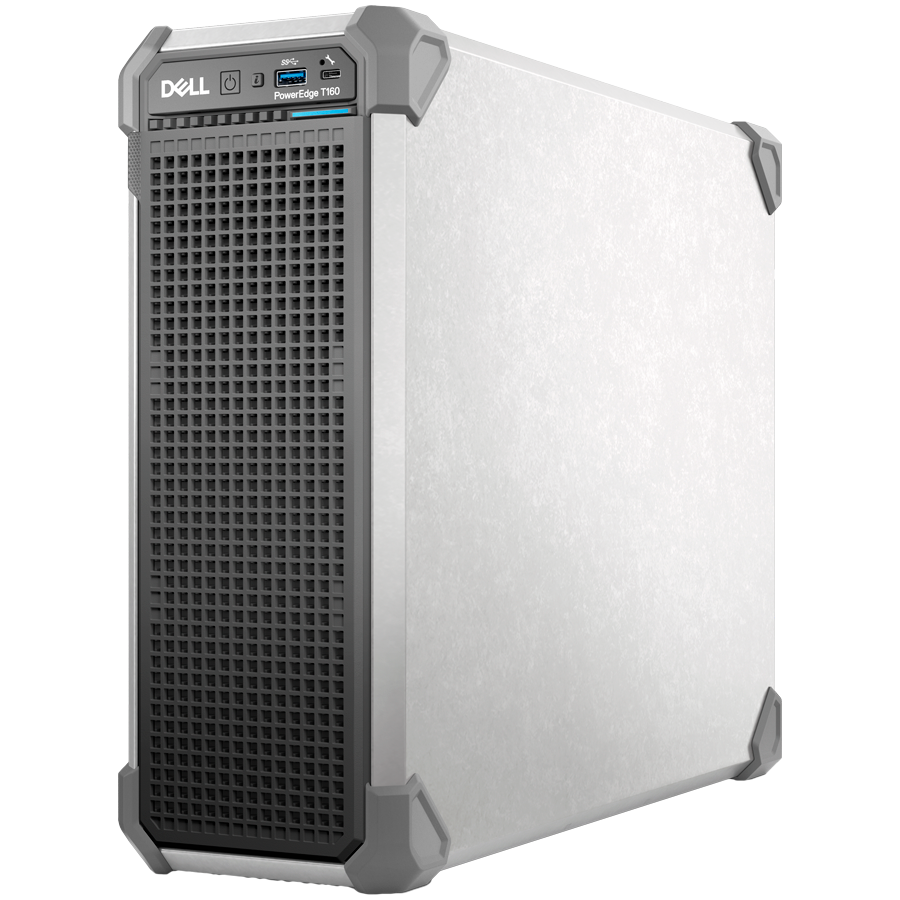 DELL EMC PowerEdge T160, 3x3.5"+2x2.5" SATA, Xeon 6 6315P 2.8G 4C/4T, 16GB UDIMM 5600 ECC, 480GB SSD SATA RI, iDRAC9 Ent, 300W PSU, TPM 2.0 V6, BCM 5720 DP 1GbE, No RAID, No OS, Tower, 3Y