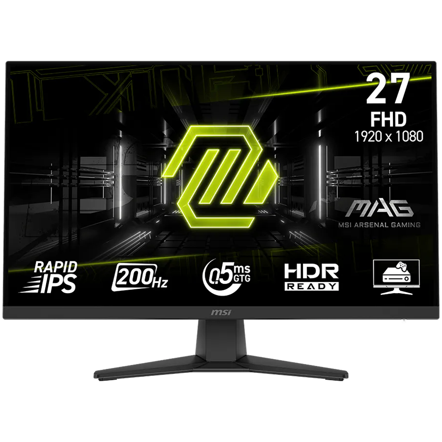 MSI MAG 272F, 27", FHD, Rapid IPS, 200Hz, 0.5ms, AMD FreeSync Premium, HDR Ready, 2x HDMI 2.0b, 1x DP 1.2a