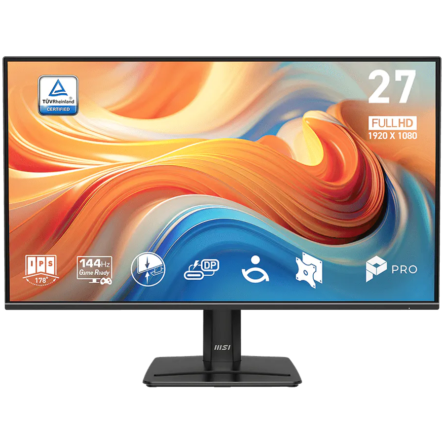 MSI PRO MP272 E14C Professional Business Monitor, 27", IPS, 1920 x 1080 (FHD), 144Hz, 300nits, 1ms, 1x HDMI, 1x Type C (DP alt), Speakers, Tilt, VESA