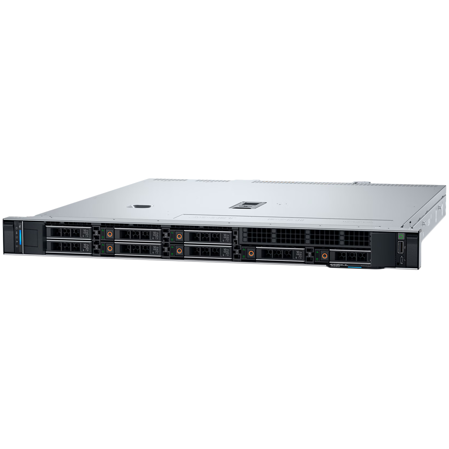 DELL EMC PowerEdge R360, 4x3.5", Intel Xeon 6 Performance 6353P 2.7G 8C/16T, 32GB UDIMM 5600MT/s, 480GB SSD SATA 6Gbps, PERC H755 SAS Front, iDRAC9 Ent, Dual RPS 700W, BCM 5720 1GbE, TPM 2.0 V6, Ready