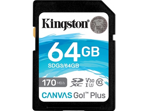 Kingston Canvas Go! Plus SD, R170MB/W70MB, 64GB, SDG3/64GB