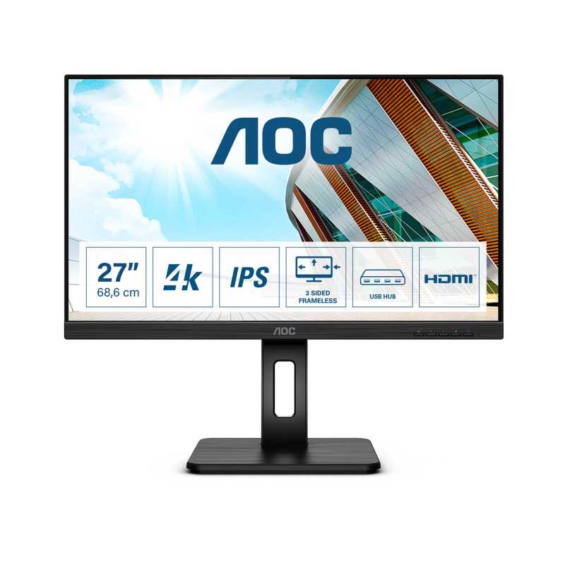 Monitor AOC IPS 27" U27P2CA, 2xHDMI, DP, USB-C, HAS, zvučnici, U27P2CA