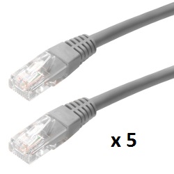 SBOX patch kabel UTP Cat 5e, 1m, sivi, 5 kom, UTP-1