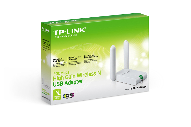 TP-Link TL-WN822N, High-Gain USB adapter 300Mbps, TL-WN822N