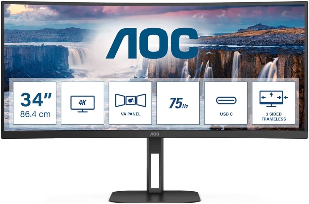 Monitor AOC CU34V5C, 34", HDMI, DP, USB-C, HAS, CU34V5C