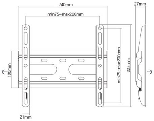 SBOX zidni stalak za TV 23”-43” , do 45 kg, PLB-2522F-2