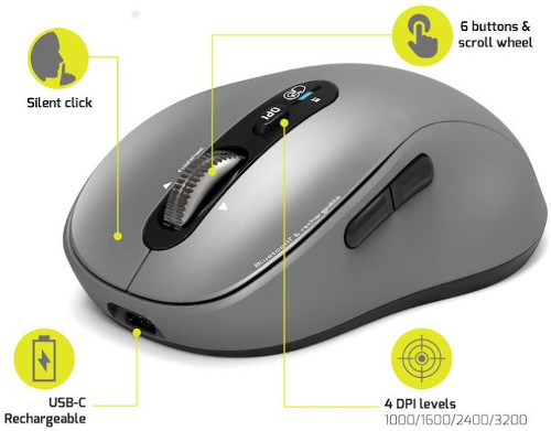 Port miš EXPERT Bluetooth  MAC, punjivi, sivi, 910201